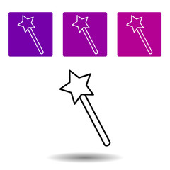 Magic Wand icon . Simple line vector of Magic purple color set for UI and UX, website or mobile application
