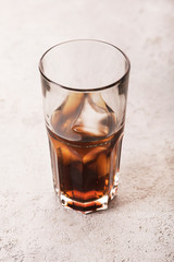 cola in a glass with ice