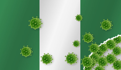 Flag of Nigeria with outbreak virus. Epidemic or Pandemic coronavirus, sars, mers, influenza...