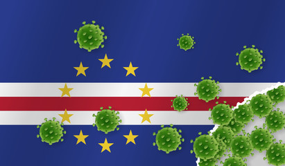 Flag of Cape Verde with outbreak virus. Epidemic or Pandemic coronavirus, sars, mers, influenza...