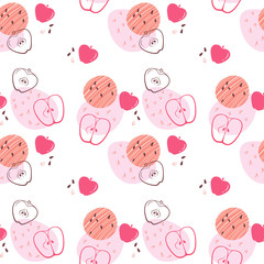Tasty apple pattern on white background.