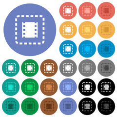 Place movie round flat multi colored icons