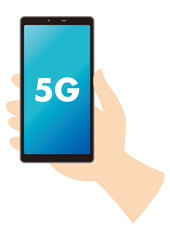 5Gのスマホを持つ手