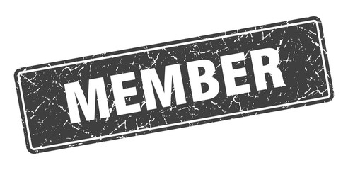 member stamp. member vintage gray label. Sign