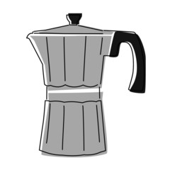 Coffee maker moka pot doodle isolated on white background