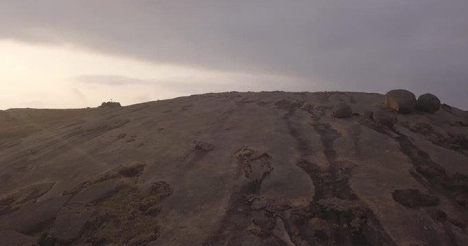 Aerial view of  the second-largest monolith in the world called Sibebe Rock, Eswatini