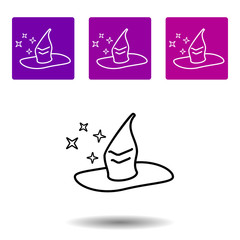 Witch hat icon . Simple line vector of Magic purple color set for UI and UX, website or mobile application