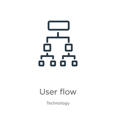 User flow icon. Thin linear user flow outline icon isolated on white background from technology collection. Line vector sign, symbol for web and mobile