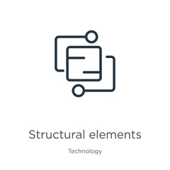 Fototapeta premium Structural elements icon. Thin linear structural elements outline icon isolated on white background from technology collection. Line vector sign, symbol for web and mobile