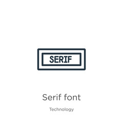 Serif font icon. Thin linear serif font outline icon isolated on white background from technology collection. Line vector sign, symbol for web and mobile