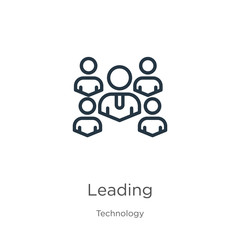 Leading icon. Thin linear leading outline icon isolated on white background from technology collection. Line vector sign, symbol for web and mobile