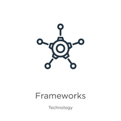 Frameworks icon. Thin linear frameworks outline icon isolated on white background from technology collection. Line vector sign, symbol for web and mobile