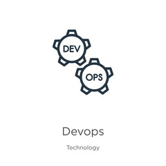 Fototapeta premium Devops icon. Thin linear devops outline icon isolated on white background from technology collection. Line vector sign, symbol for web and mobile