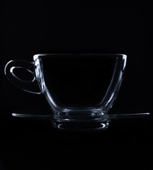 dark photo of tea cup on plate