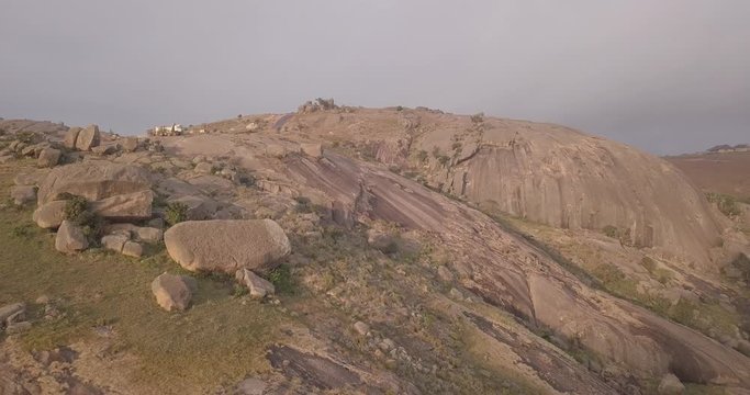 Aerial view of  the second-largest monolith in the world called Sibebe Rock, Eswatini