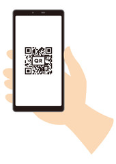 QRコードのスマホを持つ手
