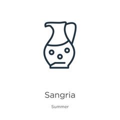 Sangria icon. Thin linear sangria outline icon isolated on white background from summer collection. Line vector sign, symbol for web and mobile