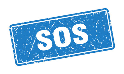 sos stamp. sos vintage blue label. Sign