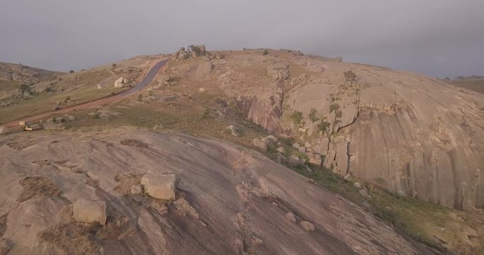 Aerial view of  the second-largest monolith in the world called Sibebe Rock, Eswatini