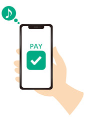 キャッシュレス決済のスマホを持つ手