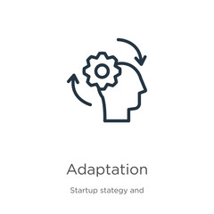 Adaptation icon. Thin linear adaptation outline icon isolated on white background from startup collection. Line vector sign, symbol for web and mobile
