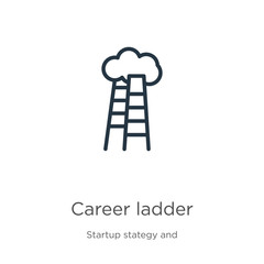 Career ladder icon. Thin linear career ladder outline icon isolated on white background from startup stategy and success collection. Line vector sign, symbol for web and mobile