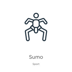 Sumo icon. Thin linear sumo outline icon isolated on white background from sport collection. Line vector sign, symbol for web and mobile