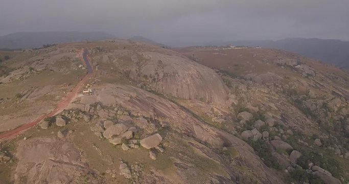 Aerial view of  the second-largest monolith in the world called Sibebe Rock, Eswatini