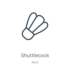Fototapeta premium Shuttlecock icon. Thin linear shuttlecock outline icon isolated on white background from sport collection. Line vector sign, symbol for web and mobile