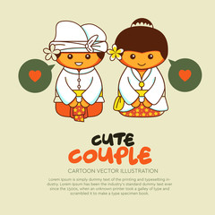 Cute couple wearing cloth cartoon character vector drawing illustration