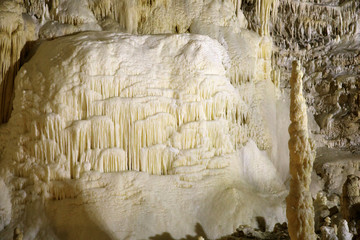 Genga (AN), Italy - January 1, 2019: Frasassi caves inside,  Genga, Ancona, Marche, Italy