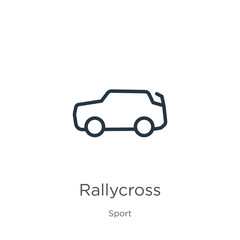 Rallycross icon. Thin linear rallycross outline icon isolated on white background from sport collection. Line vector sign, symbol for web and mobile