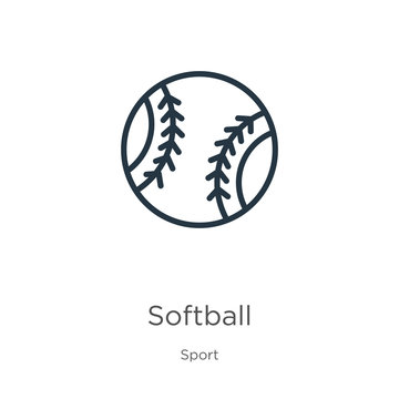 Softball icon. Thin linear softball outline icon isolated on white background from sport collection. Line vector sign, symbol for web and mobile