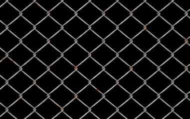 chain link fence on black background