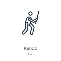 Kendo icon. Thin linear kendo outline icon isolated on white background from sport collection. Line vector sign, symbol for web and mobile