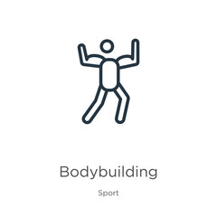 Bodybuilding icon. Thin linear bodybuilding outline icon isolated on white background from sport collection. Line vector sign, symbol for web and mobile