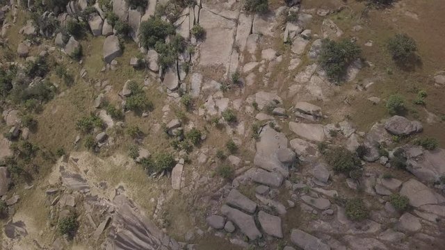 Aerial view of  the second-largest monolith in the world called Sibebe Rock, Eswatini