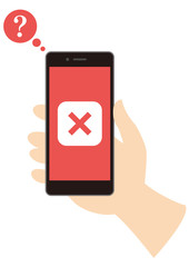 キャッシュレス決済エラーのスマホを持つ手