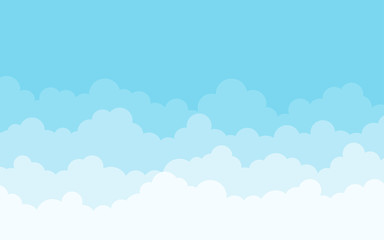 Softness white clouds on top with blue sky outdoor landscape vector background design illustration