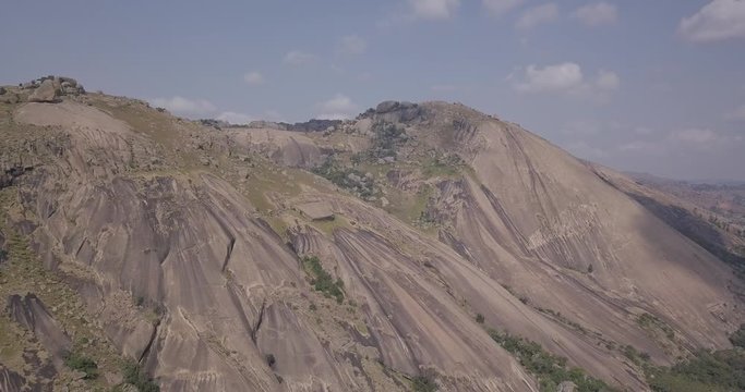 Aerial view of  the second-largest monolith in the world called Sibebe Rock, Eswatini