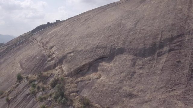 Aerial view of  the second-largest monolith in the world called Sibebe Rock, Eswatini