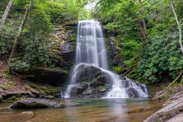 Lush Oasis Waterfall Deep in the Mountains of Western North Carolina, USA