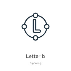 Letter b icon. Thin linear letter b outline icon isolated on white background from signaling collection. Line vector sign, symbol for web and mobile