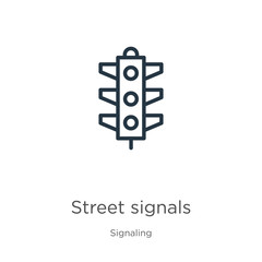 Street signals icon. Thin linear street signals outline icon isolated on white background from signaling collection. Line vector sign, symbol for web and mobile