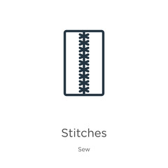 Stitches icon. Thin linear stitches outline icon isolated on white background from sew collection. Line vector sign, symbol for web and mobile