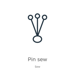 Pin sew icon. Thin linear pin sew outline icon isolated on white background from sew collection. Line vector sign, symbol for web and mobile