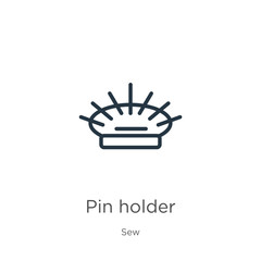 Obraz premium Pin holder icon. Thin linear pin holder outline icon isolated on white background from sew collection. Line vector sign, symbol for web and mobile