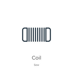 Coil icon. Thin linear coil outline icon isolated on white background from sew collection. Line vector sign, symbol for web and mobile