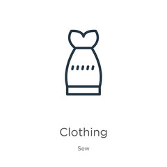 Clothing icon. Thin linear clothing outline icon isolated on white background from sew collection. Line vector sign, symbol for web and mobile