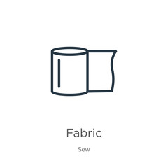 Fabric icon. Thin linear fabric outline icon isolated on white background from sew collection. Line vector sign, symbol for web and mobile